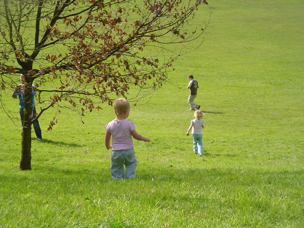 Traditional Easter Egg Rolling on Avenham Park. Preston.